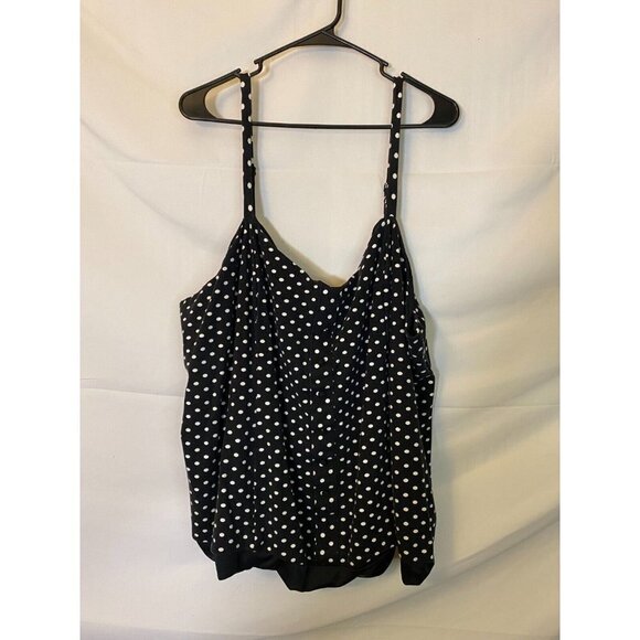 RETRO CHIC TORRID WOMENS PLUS SIZE 5 5X BUSTIER TOP SHIRT BLOUSE POLKA dots - Picture 1 of 2